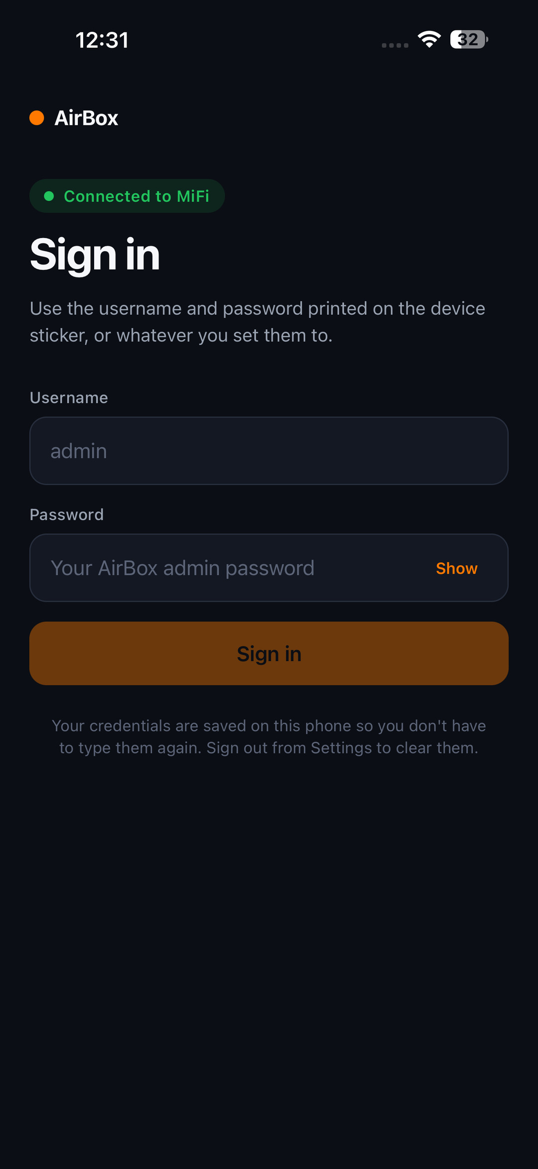 Signs in with the router password
