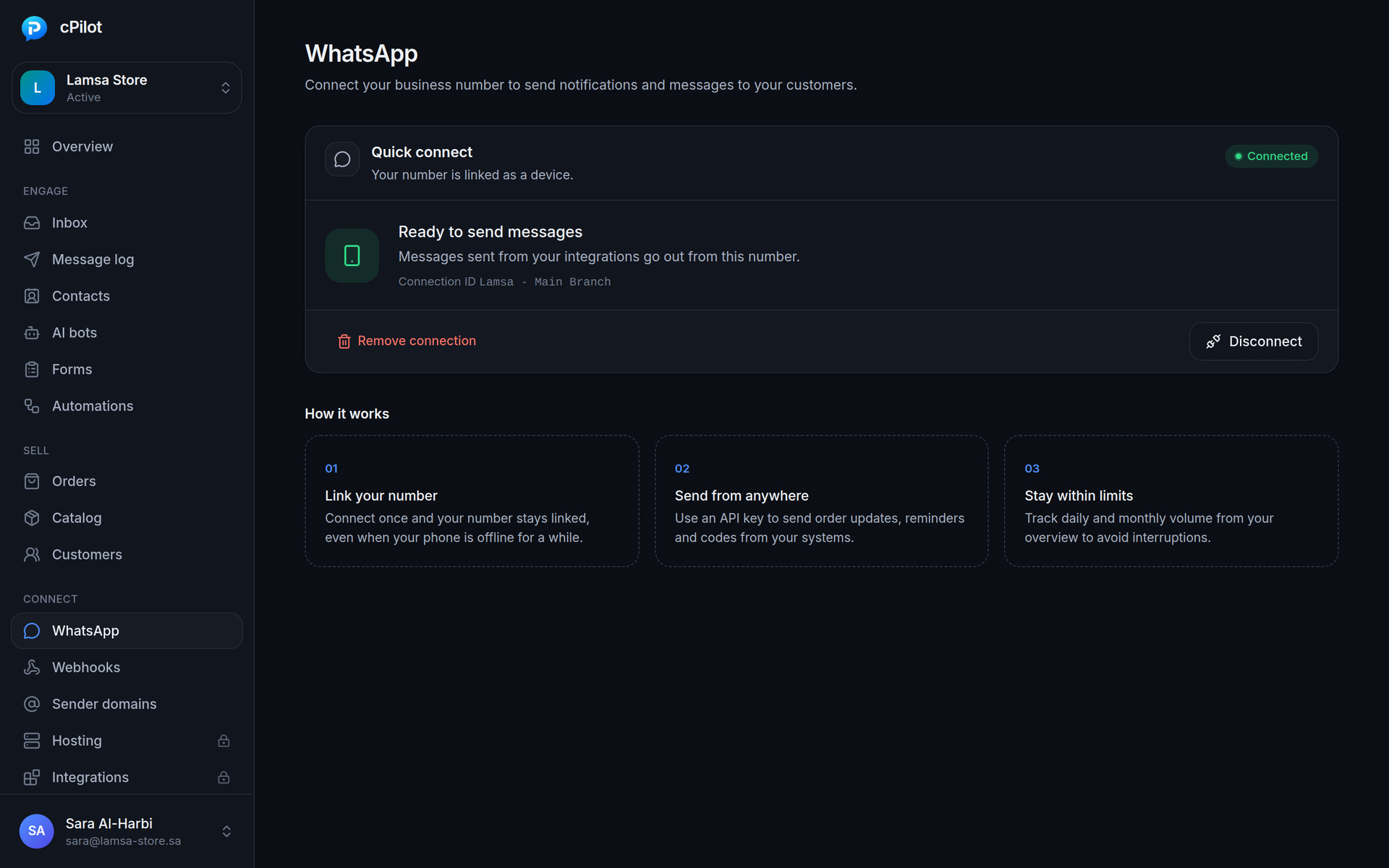 Connect a WhatsApp number in minutes