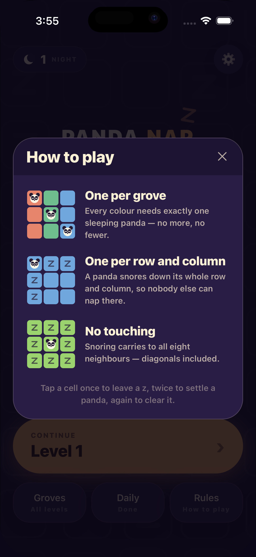 Three rules, shown not told